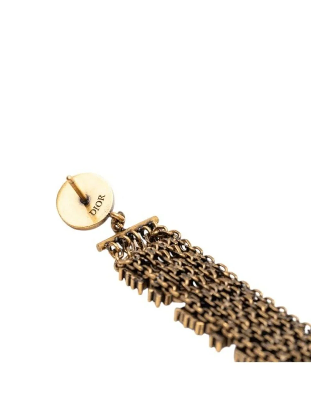 Dior Logo J'adior Earrings Gold Plated Line Stone - Picture 3 of 3